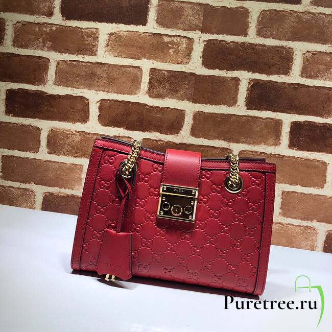 Gucci Padlock GG small shoulder bag in red | 498156 - 1