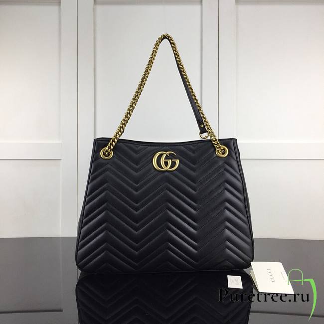 GG Marmont matelassé shoulder bag in black leather | 453569 - 1