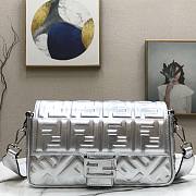 Fendi Baguette Large silver leather bag | 8BR771 - 5