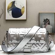 Fendi Baguette Large silver leather bag | 8BR771 - 3