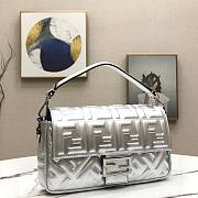 Fendi Baguette Large silver leather bag | 8BR771 - 2