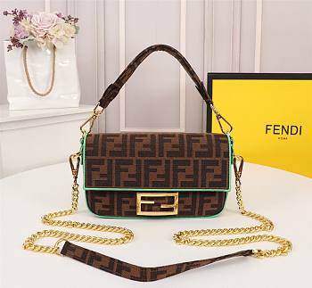 Fendi Baguette embroidered FF canvas bag in green line
