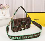 Fendi Baguette large embroidered FF canvas bag in green line | 8BR600 - 6