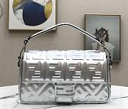 Fendi Baguette Large silver leather bag | 8BR771 - 1