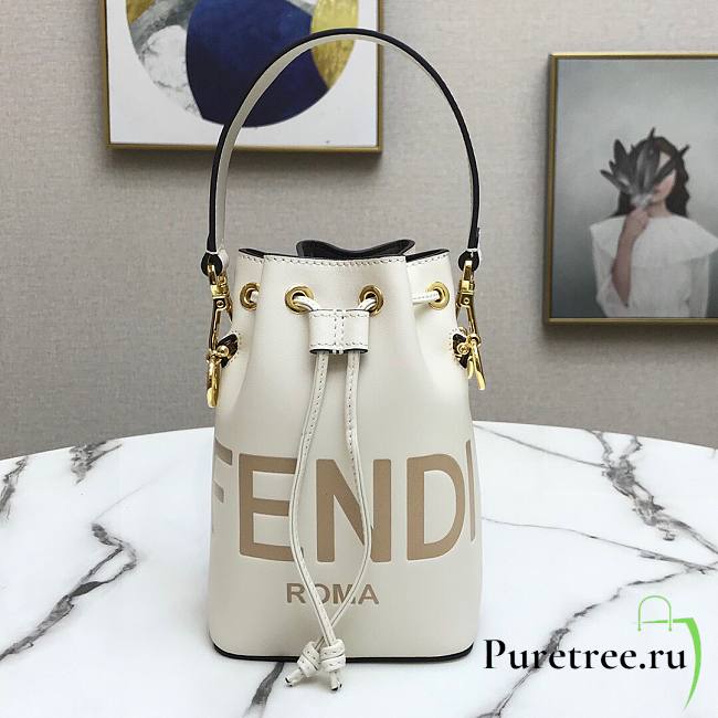 Fendi Mon Tresor mini print tote bag bucket bag white | 8BS010 - 1