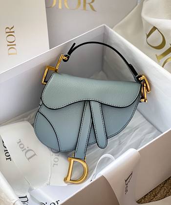 Dior Micro Saddle Mini Grained Leather in Blue | 0443