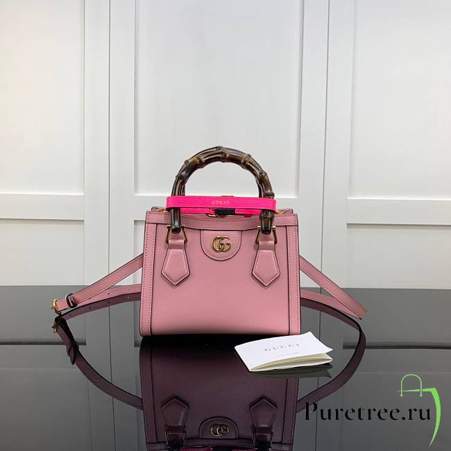 Gucci Diana mini tote bag in pink leather | 655661 - 1