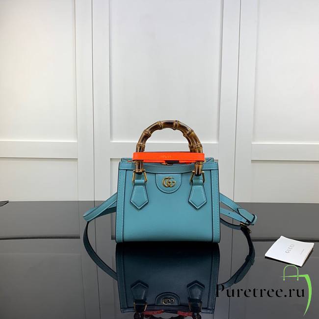 Gucci Diana mini tote bag in blue leather | 655661 - 1