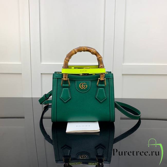 Gucci Diana mini tote bag in green leather | 655661 - 1