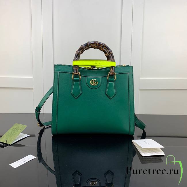 Gucci Diana small tote bag in green leather | 660195 - 1