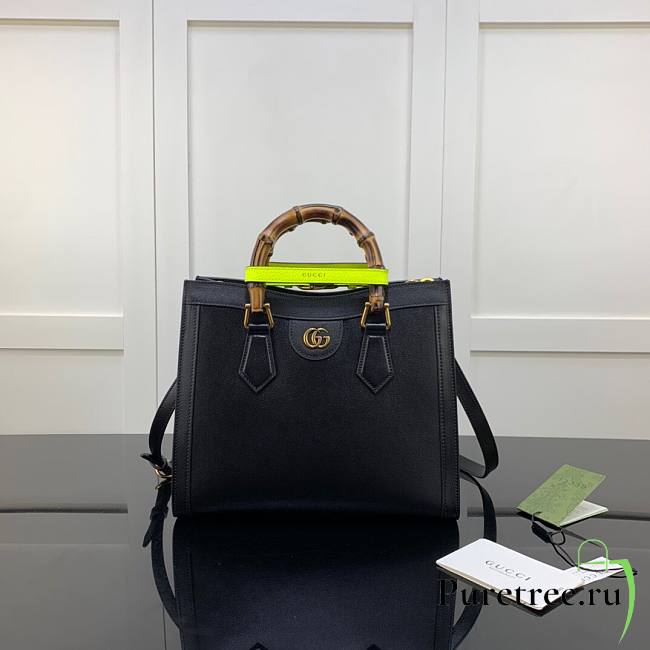 Gucci Diana small tote bag in black leather | 660195 - 1