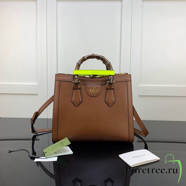 Gucci Diana small tote bag in brown leather | 660195 - 1