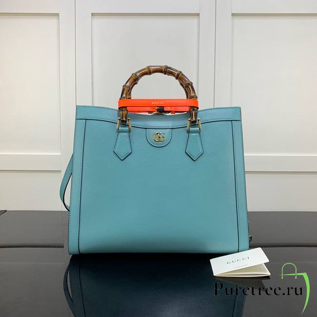 Gucci Diana medium tote bag in blue leather | 655658 - 1
