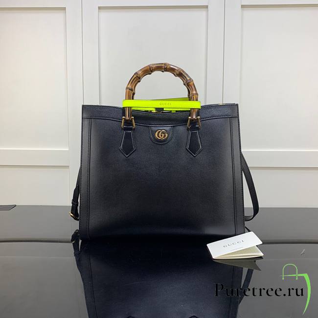 Gucci Diana medium tote bag in black leather | 655658 - 1