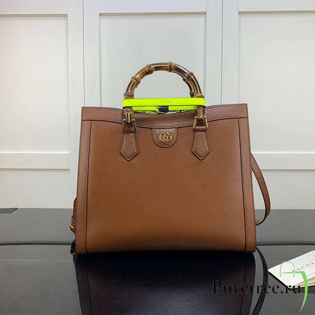 Gucci Diana medium tote bag in brown leather | 655658 - 1