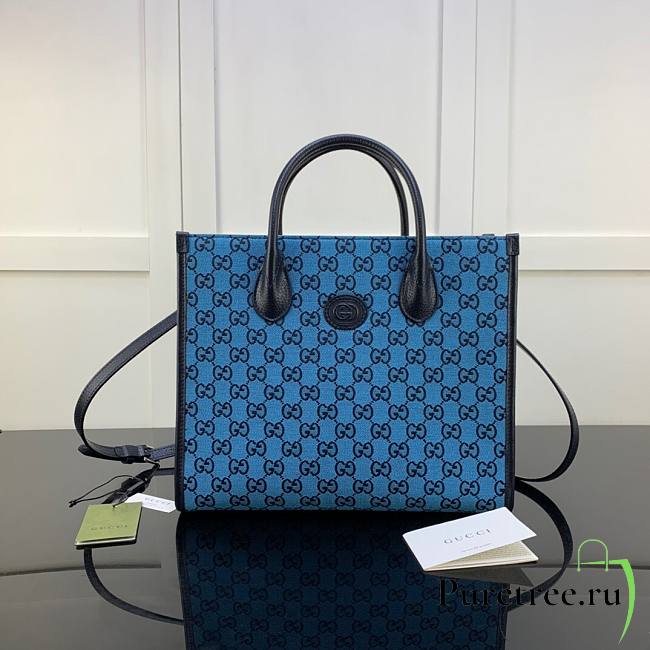 Gucci GG small tote bag in blue leather | 659983  - 1