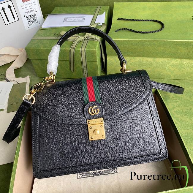Gucci Ophidia small top handle bag in black leather | 651055  - 1