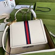 Gucci Ophidia small top handle bag in white leather | 651055 - 4