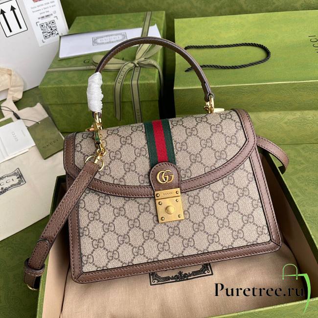 Gucci Ophidia small top handle bag in brown leather | 651055 - 1