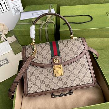 Gucci Ophidia small top handle bag in brown leather | 651055