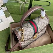 Gucci Ophidia small top handle bag in brown leather | 651055 - 6