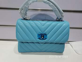Chanel Chevron Small V Flap Bag With Top Handle | A92236