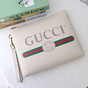 Gucci White Leather Print Clutch | 572770 - 4