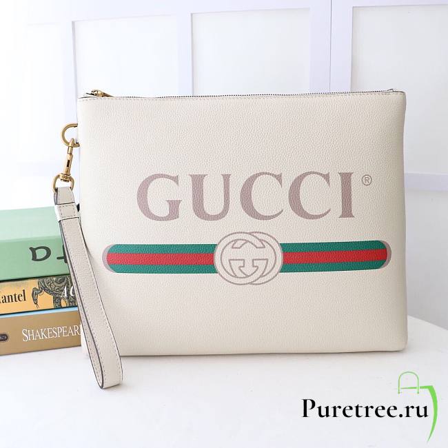 Gucci White Leather Print Clutch | 572770 - 1