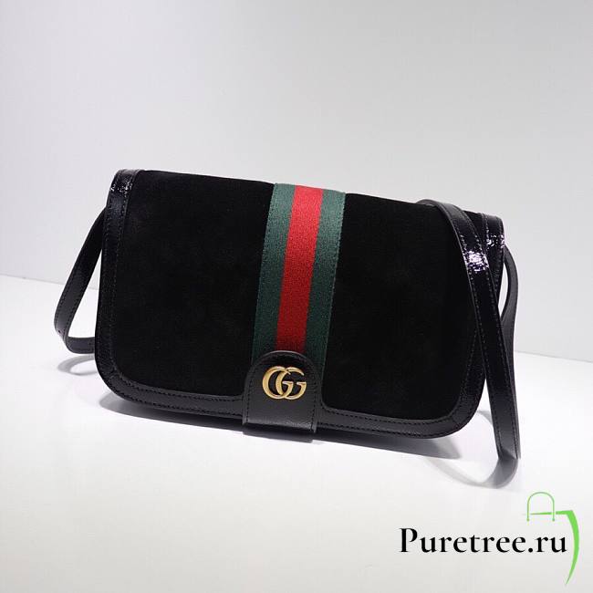 Gucci Ophidia GG messenger bag in black velvet leather | 548304 - 1