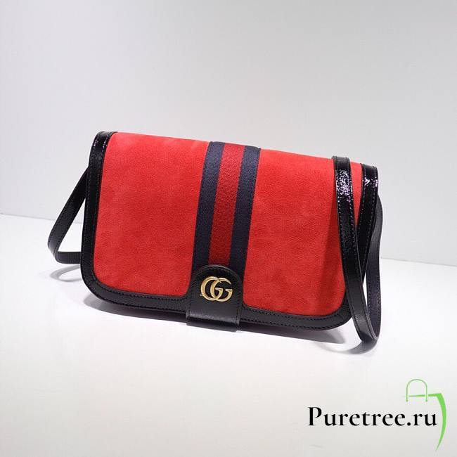 Gucci Ophidia GG messenger bag in red velvet leather | 548304 - 1