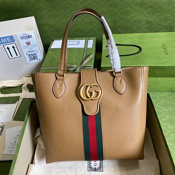 Gucci Small tote with Double G in brown leather | 652680