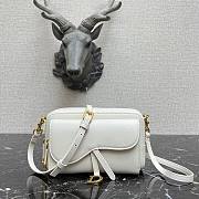 Dior Saddle Messenger White Grained Calfskin Bag | 9238 - 1