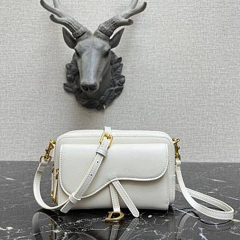 Dior Saddle Messenger White Grained Calfskin Bag | 9238