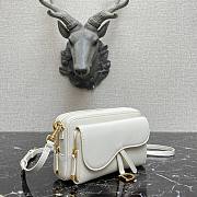 Dior Saddle Messenger White Grained Calfskin Bag | 9238 - 6