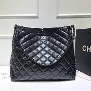 Chanel shouder tote bag black shiny leather - 1