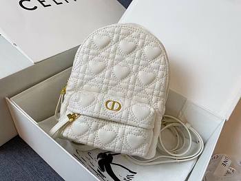 Dior Mini Dioramour Bright White Cannage Lambskin Backpack | M9222