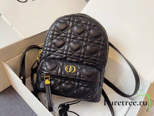 Dior Mini Dioramour Bright Black Cannage Lambskin Backpack | M9222 - 1