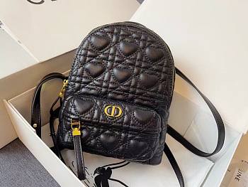 Dior Mini Dioramour Bright Black Cannage Lambskin Backpack | M9222