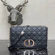 DIOR Caro Steel Black Supple Cannage Calfskin Medium Bag | M9242 - 1