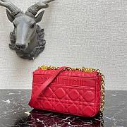 DIOR Caro Steel Red Supple Cannage Calfskin Small Bag | M9242 - 4