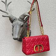 DIOR Caro Steel Red Supple Cannage Calfskin Small Bag | M9242 - 6