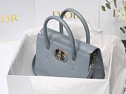Dior Medium St Honoré Tote Warm Taupe Grained Calfskin in Blue | M9321 - 3