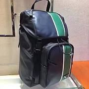 Prada Nylon & Leather Black - Green Line Backpack - 3