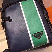 Prada Nylon & Leather Black - Green Line Backpack - 2