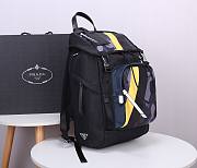 Prada Nylon & Leather Black - Yellow Line Backpack - 3