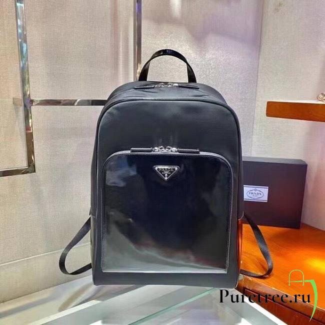 Prada Nylon & Leather Black Backpack | 2VZ084 - 1