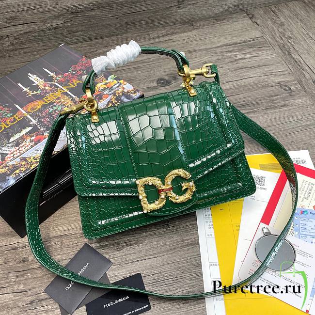 DG Amore bag in deep green calfskin leather - 1