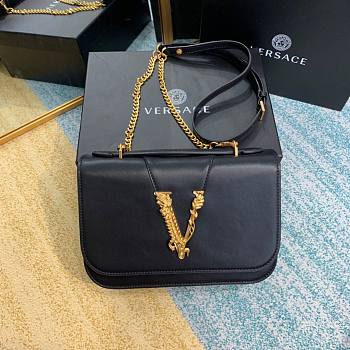 Versace Virtus Top Handle Barocco V Bag in Black