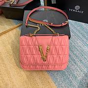 Versace Quilted Top Handle Barocco V Bag in Pink - 1