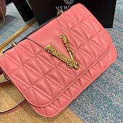 Versace Quilted Top Handle Barocco V Bag in Pink - 3